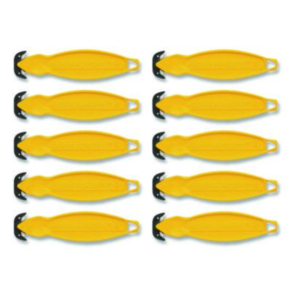Safety Cutter, 5.75" Plastic Handle, Yellow, 10/Pack