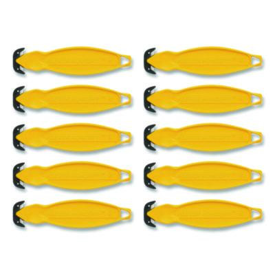Safety Cutter, 5.75" Plastic Handle, Yellow, 10/Pack