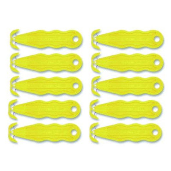 Kurve Blade Plus Safety Cutter, 5.75" Plastic Handle, Yellow, 10/Box