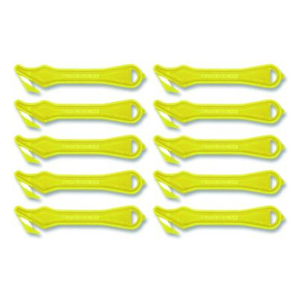 Excel Plus Safety Cutter, 7" Plastic Handle, Yellow, 10/Pack