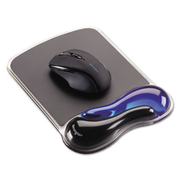 Duo Gel Wave Mouse Pad With Wrist Rest, 9.37 x 13, Blue