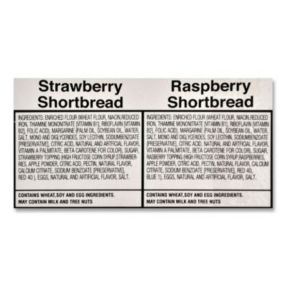 Premium Berry Jam Shortbread Cookies, Raspberry And Strawberry Variety, 2 Oz Pack, 36 Packs/Carton
