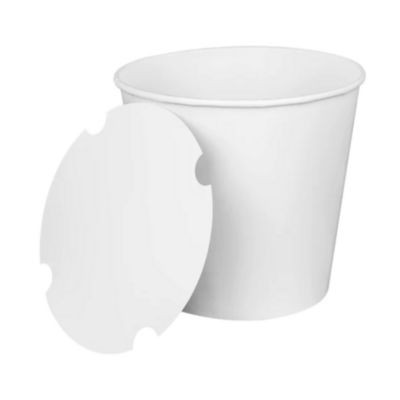 Food Bucket With Lid, 170 Oz, 8.9" Diameter x 8.36" h, White, Paper, 150/Carton