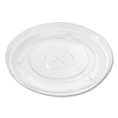 Pet Lids, Flat With Straw Slot, Fits 12 Oz To 24 Oz Cold Cups, Plastic, Clear, 1,000/Carton