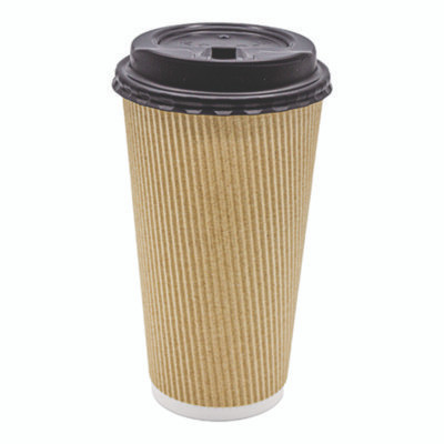 Ripple Hot Cups, 20 Oz, Paper, Kraft/White, 500/Carton