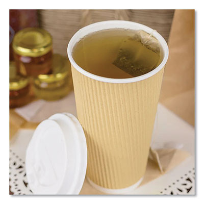 Ripple Hot Cups, 20 Oz, Paper, Kraft/White, 500/Carton
