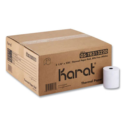 Thermal Paper Rolls, 3.13" x 220 Ft, White, 50 Rolls/Carton