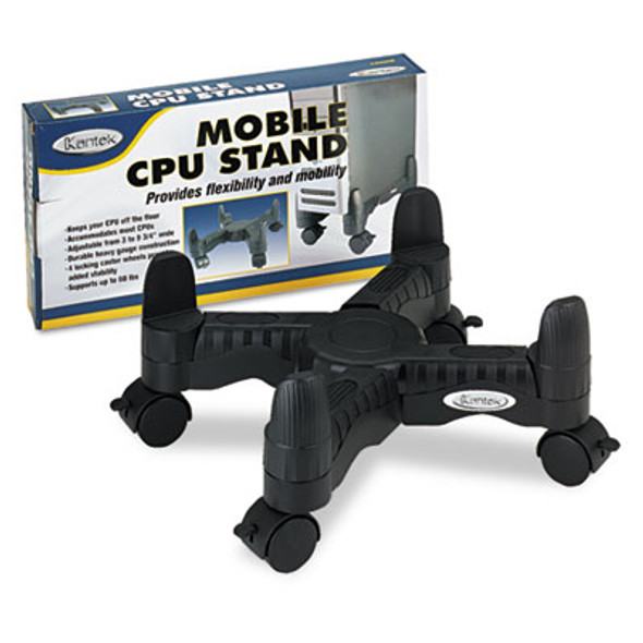 Mobile Cpu Stand, Supports 60 Lb, 4.5w x 16d x 7h, Black