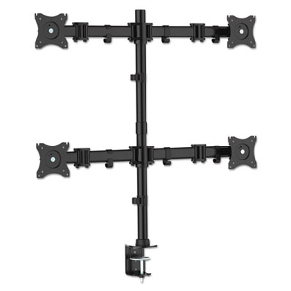Articulating Quad Monitor Arms, For 13" To 27" Monitors, 360 Deg Rotation, 45 Deg Tilt, 180 Deg Pan, Black, Supports 18 Lb