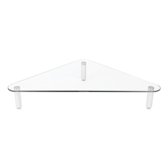Glass Corner Monitor Riser, 19.7" x 11" x 3.25", Clear, Supports 40 Lbs