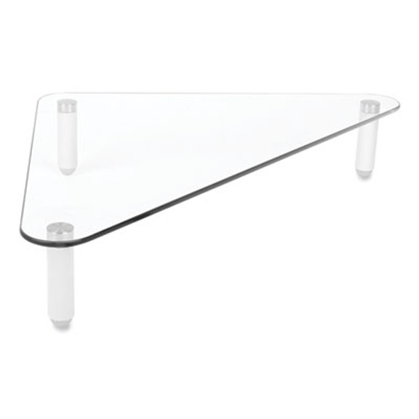 Glass Corner Monitor Riser, 19.7" x 11" x 3.25", Clear, Supports 40 Lbs