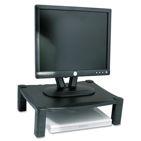 Single-Level Monitor Stand, 17" X 13.25" X 3" To 6.5", Black, Supports 50 Lbs