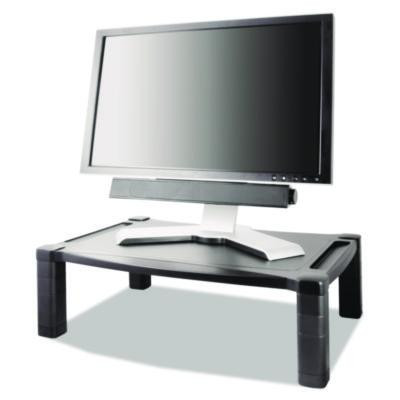 Wide Deluxe Two-Level Monitor Stand, 20" X 13.25" X 3" To 6.5", Black, Supports 50 Lbs