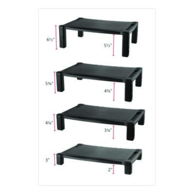 Wide Deluxe Two-Level Monitor Stand, 20" X 13.25" X 3" To 6.5", Black, Supports 50 Lbs