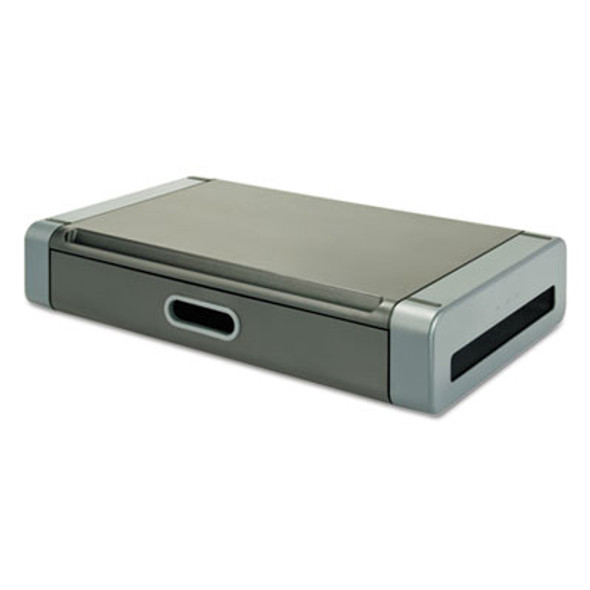 Monitor Riser, 19" X 11" X 4", Black/Gray, Supports 20 Lbs