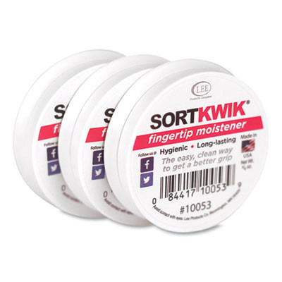 Sortkwik Fingertip Moisteners, 0.38 Oz, Pink, 3/Pack