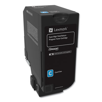 74c1Hc0 Return Program Unison High-Yield Toner, 12,000 Page-Yield, Cyan
