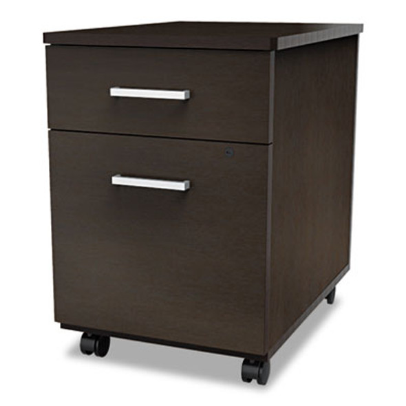 Trento Line Mobile Pedestal File, Left Or Right, 2-Drawers: Box/File, Legal/Letter, Mocha, 16.5" X 19.75" X 23.63"