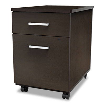 Trento Line Mobile Pedestal File, Left Or Right, 2-Drawers: Box/File, Legal/Letter, Mocha, 16.5" X 19.75" X 23.63"
