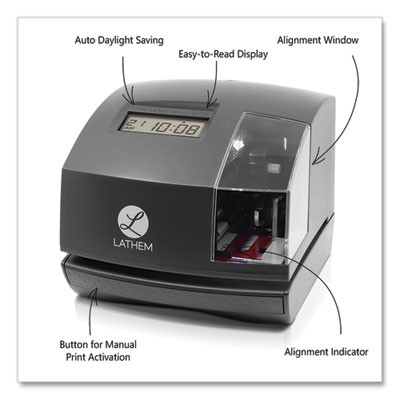 1600E Tru-Align Time Clock And Stamp, Digital Display, Dark Gray