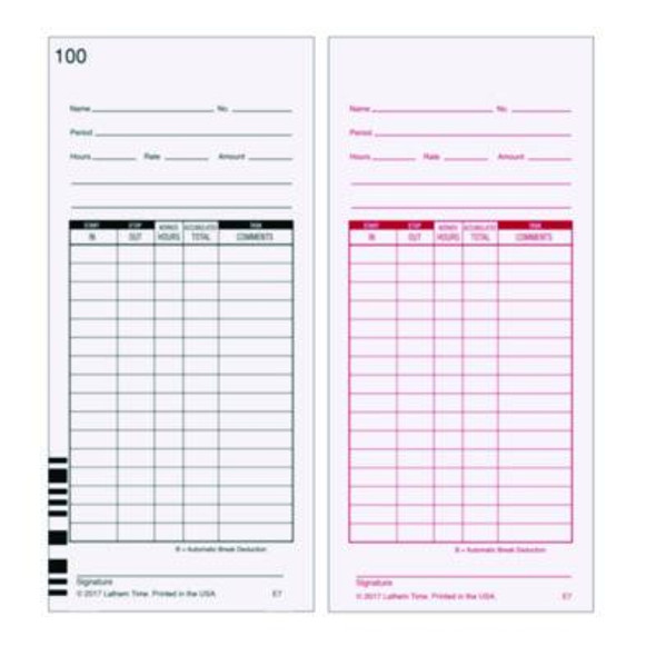 Time Clock Cards For Lathem Time 7000e, Two Sides, 3.5 X 7.25, 100/Pack