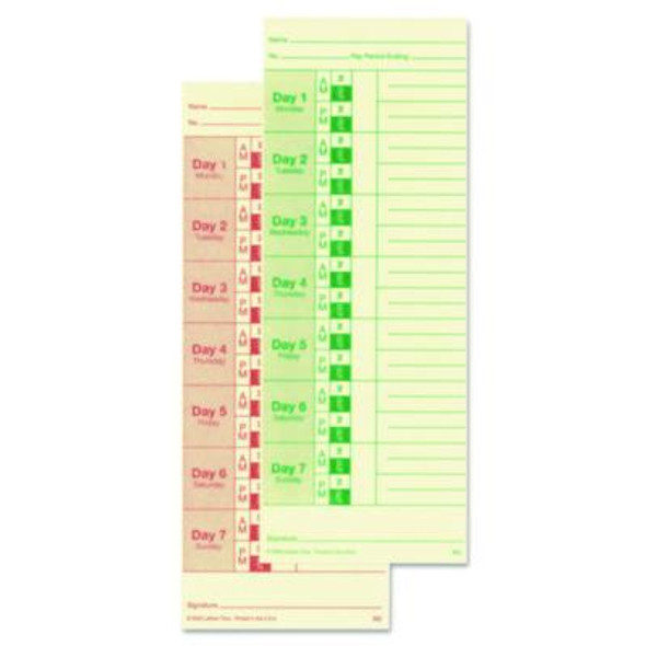 Time Clock Cards For All Standard Side-Print Time Clocks, Two Sides, 3.5 X 9, 100/Pack