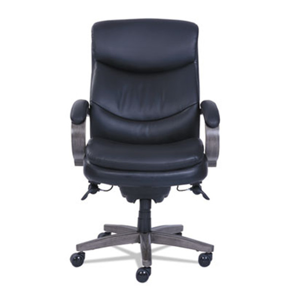 Woodbury High-Back Executive Chair, Supports Up To 300 Lb, 20.25" To 23.25" Seat Height, Black Seat/Back, Weathered Gray Base