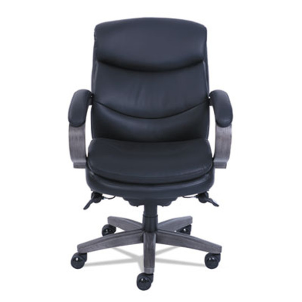 Woodbury Mid-Back Executive Chair, Supports Up To 300 Lb, 18.75" To 21.75" Seat Height, Black Seat/Back, Weathered Gray Base