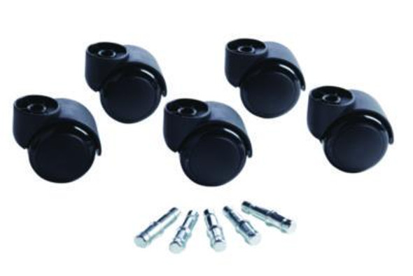 Deluxe Futura Flush-Mount Soft-Wheel Casters, 0.44" x 0.88" Type B Stems, 2.19" Polyurethane Wheels, Matte Black, 5/Set