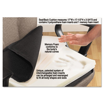 The Comfortmakers Deluxe Seat/Back Cushion, Memory Foam, 17 X 2.75 X 17.5, Black