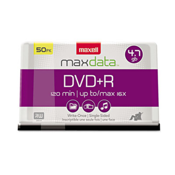 Dvd+r High-Speed Recordable Disc, 4.7 Gb, 16x, Spindle, Silver, 50/Pack