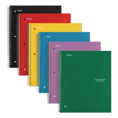 Wirebound Notebook, 1-Subject, Wide/Legal Rule, Randomly Assorted Cover Color, (100) 10.5 x 9.18 Sheets