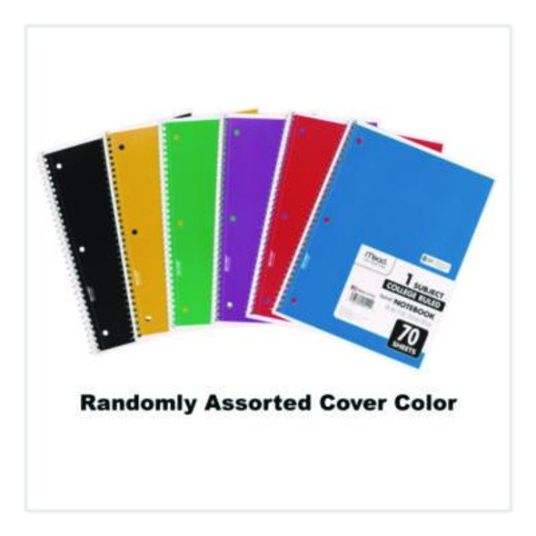 Spiral Notebook, 1-Subject, Medium/College Rule, Randomly Assorted Cover Color, (70) 10.5 x 7.5 Sheets