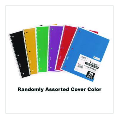 Spiral Notebook, One-Subject, Medium/College Rule, Randomly Assorted Cover Color, (70) 10.5 x 7.5 Sheets
