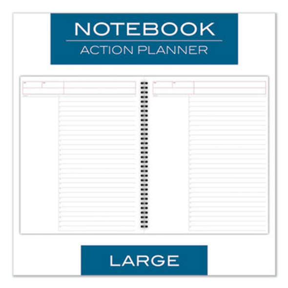 Wirebound Guided Business Notebook, Action Planner Project-Management Format, Dark Gray Linen Cover, (80) 11 x 8.5 Sheets