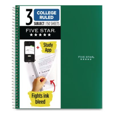 Wirebound Notebook, 3-Subject, Medium/College Rule, Randomly Assorted Cover Color, (150) 11 x 8.5 Sheets