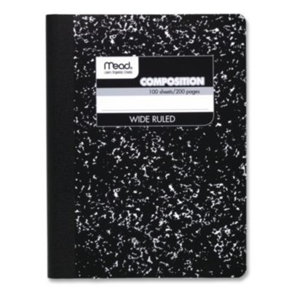 Composition Book, Wide/Legal Rule, Black Cover, (100) 9.75 x 7.5 Sheets