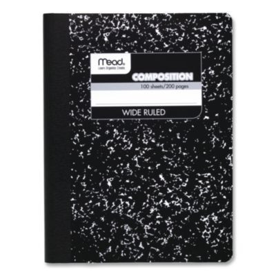 Composition Book, Wide/Legal Rule, Black Cover, (100) 9.75 x 7.5 Sheets