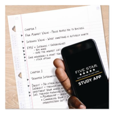 Reinforced Filler Paper Plus Study App, 3-Hole, 8.5 x 11, College Rule, 80/Pack