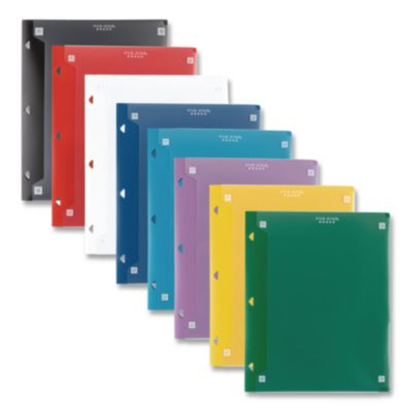 Two-Pocket Portfolio Clear View, Side: 3-Hole Punched, Accommodates 11 x 8.5 Sheets, Randomly Assorted Colors