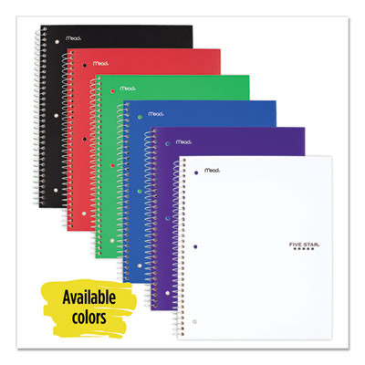 Wirebound Notebook, 5-Subject, Wide/Legal Rule, Randomly Assorted Cover Color, (200) 10.5 x 8 Sheets