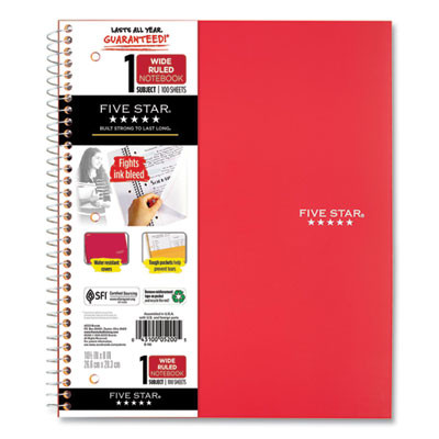 Wirebound Notebook, 1-Subject, Wide/Legal Rule, Randomly Assorted Cover Color, (100) 10.5 x 8 Sheets
