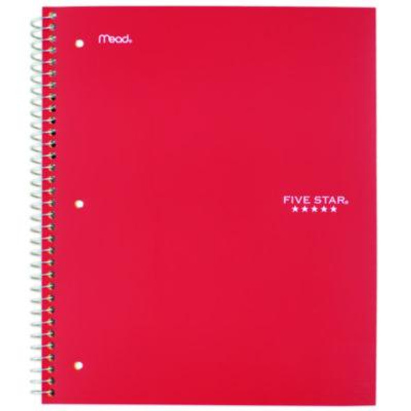 Wirebound Notebook, 1-Subject, Medium/College Rule, Red Cover, (100) 11 x 8.5 Sheets