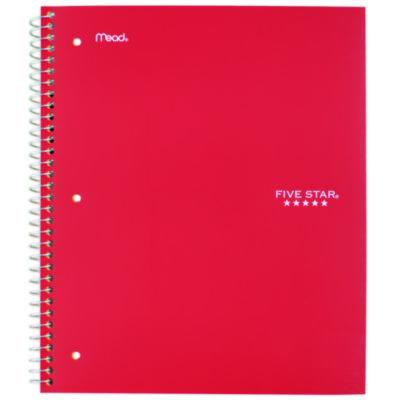 Wirebound Notebook, 1-Subject, Medium/College Rule, Red Cover, (100) 11 x 8.5 Sheets