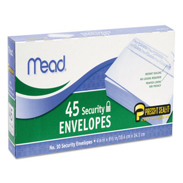 Press-It Seal-It Self-Adhesive Security Envelope, #10, Monarch Flap, Self-Adhesive Closure, 4.25 x 9.13, White, 45/Box