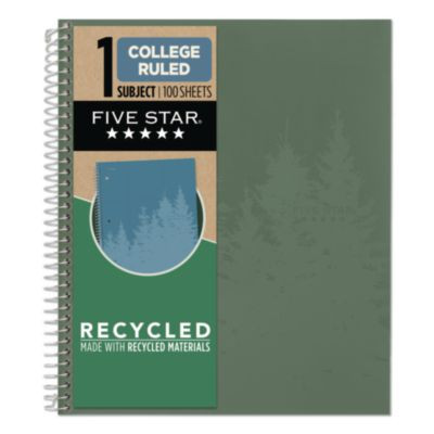 Recycled Notebook, 1-Subject, Medium/College Rule, Randomly Assorted Cover Color, (100) 11 x 8.5 Sheets