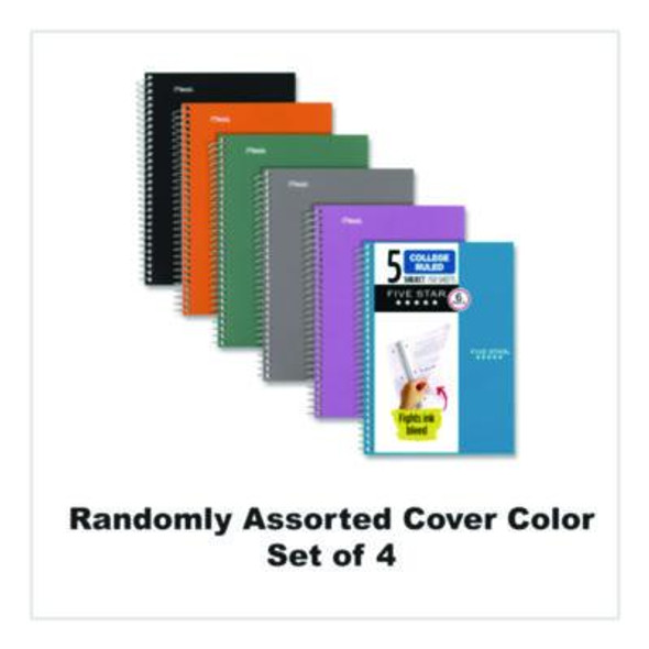 Wirebound Notebook, 5-Subject, Medium/College Rule, Assorted Cover Colors, (150) 9.5 x 6.63 Sheets, 6/Pack