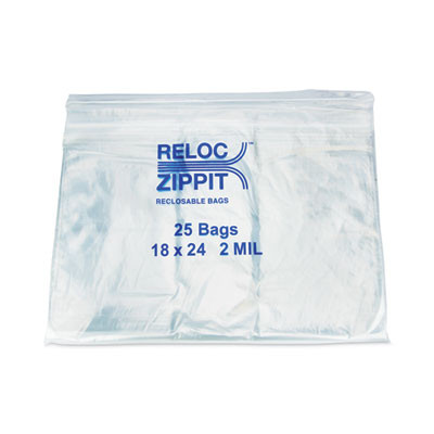 Zippit Resealable Bags, 2 Mil, 18 x 24, Clear, 25 Bags/Pack, 10 Packs/Carton