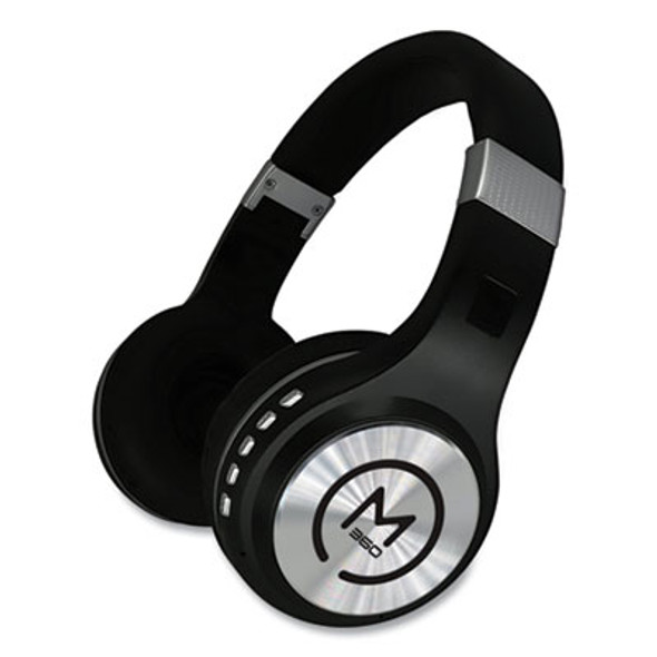 Serenity Stereo Wireless Headphones With Microphone, 3 Ft Cord, Black/Silver