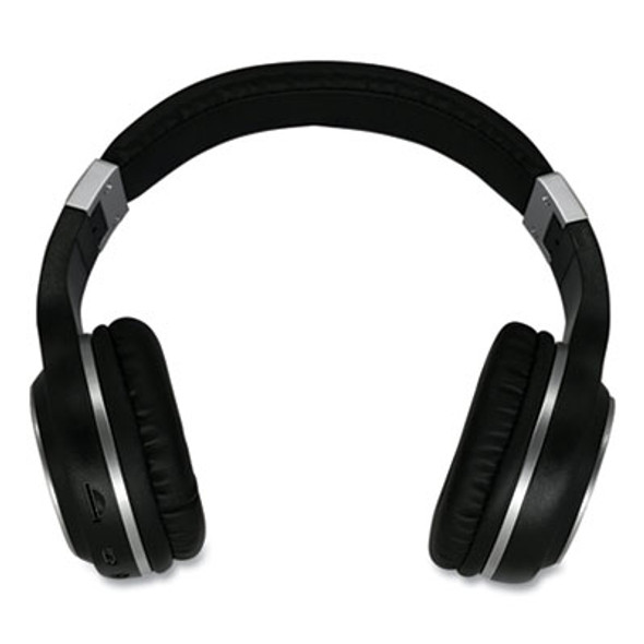 Serenity Stereo Wireless Headphones With Microphone, 3 Ft Cord, Black/Silver